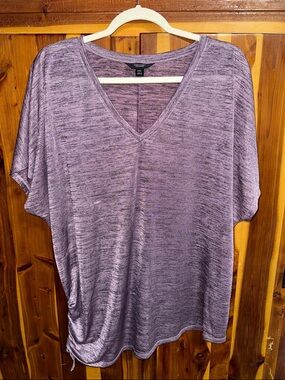 Simply Vera Vera Wang Heather Lavender V-Neck Short Sleeve Top